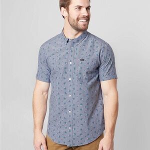 RVCA XXL Slim button up shirt Printed Design Short Sleeve Front Pocket casual